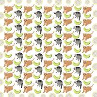 raccoon, cat with fruit as a pattern background vector