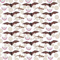 bat, lizard with fruit as a pattern background vector