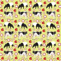 cow, tapir with fruit as a pattern background vector