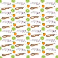 worms, axolotl with fruit as a pattern background vector