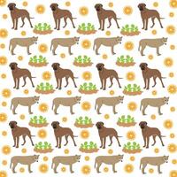 wolf, dog with fruit as a pattern background vector
