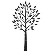 A black and white illustration of a tree with leaves vector