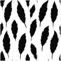 Black and white feathers pattern on a white background vector