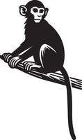 silhouette of a monkey sitting on a branch Illustration vector