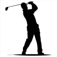 black color silhouette Golfer on a white background vector