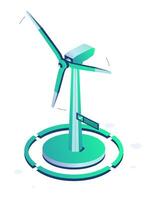 Isometric Wind Power Plant Isolated on White Background. Wind Turbine Generate Clean Energy. Infographic Element. vector
