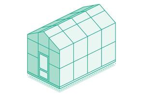 Isometric greenhouse. Farming and horticulture concept. Closed door. Outline object isolated on white background. Glass house. vector