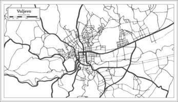 Valjevo Serbia City Map in Black and White Color in Retro Style. Outline Map. vector
