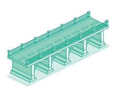Isometric outline bridge. illustration. Road icon. Urban infrastructure. Highway bridge. Single object. vector