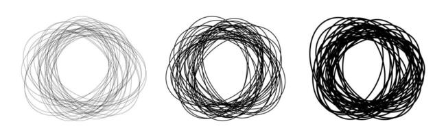 Three circular overlapping line patterns in increasing thickness vector