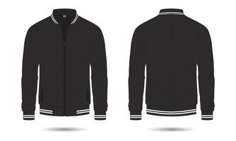 Black bomber jacket mockup front and back view vector