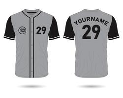 Black and grey baseball uniform mockup front and back view vector