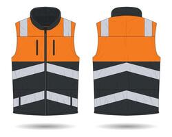 Hi vis vest workwear mockup front and back view vector