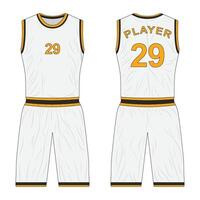 White basketball uniform mockup front and back view vector