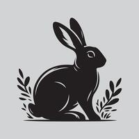 A Bunny silhouette design with leaf vector