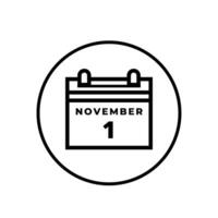November 1 - Calendar Icon Inside Circle vector