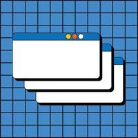 Set Of Desktop Browser and Window Templates. Computer User Interface Elements and Vintage Aesthetic Icons. vector