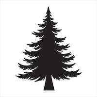 Pine Tree Silhouette Simple Black and White Design vector