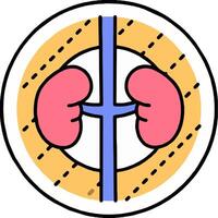 A cartoon kidney in a circle with a line through it vector