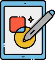 A tablet with a pen and a square vector