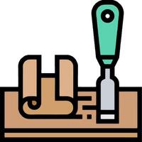 A tool and a roll of paper on a table vector