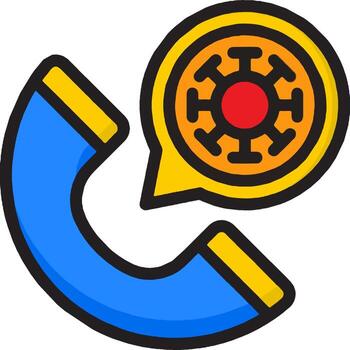 A phone with a speech bubble and a red button vector