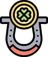 A horseshoe with a green leaf on it vector