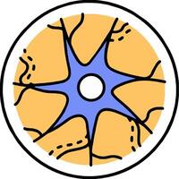 A circular illustration of a brain with a star in the center vector