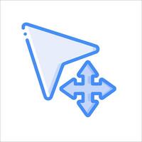 A blue arrow pointing to a white arrow vector