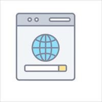 A web browser with a globe icon vector
