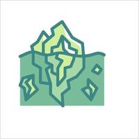 A cartoon iceberg with a green background vector