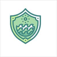 A shield with a wave and a sun on it vector