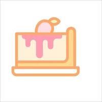 A slice of cake with a slice of fruit on top vector