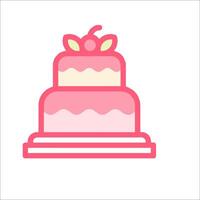A pink cake with a cherry on top vector