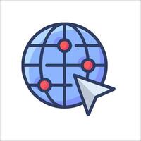 A globe with a pointer pointing to it vector