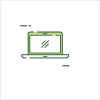 A laptop computer with a green line drawn on it vector
