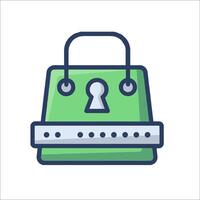 A green bag with a keyhole on it vector