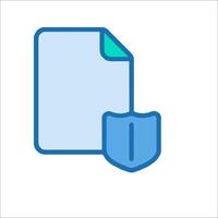 A blue document with a shield on it vector