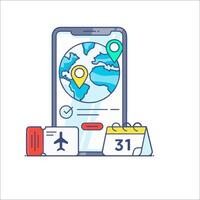 Mobile app travel planning vector