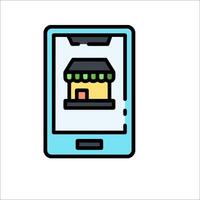 A smartphone with a store on the screen vector