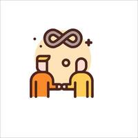Two people shaking hands with an infinity symbol vector
