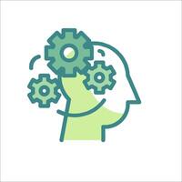A person's head with gears inside it vector