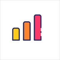 A colorful bar graph with a line going up vector