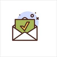 An email with a check mark inside vector
