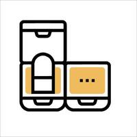 A line icon of two boxes with a yellow border vector