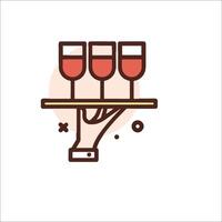 Wine glasses on a tray icon vector