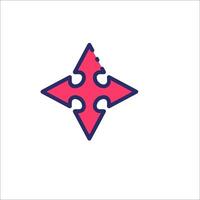 A red and blue puzzle piece with a star in the middle vector