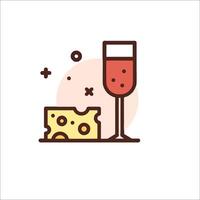 Wine glass and cheese icon vector