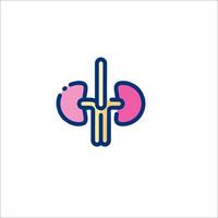 A kidney icon with a cross and a heart vector