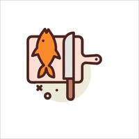 Fish and knife icon on white background vector